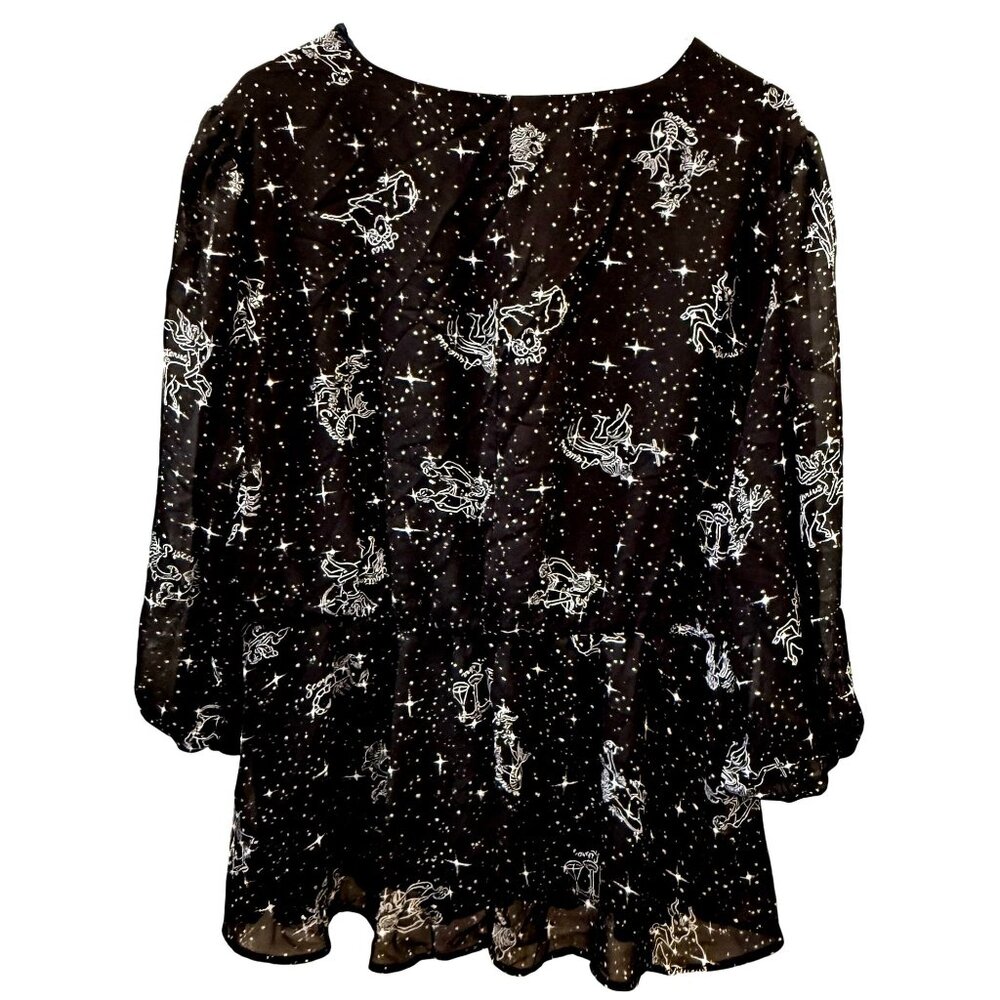 Lane Bryant Zodiac Print VNeck Blouse 18 Peplum Plus Size 18 Psychic Lightweight - Picture 4 of 8
